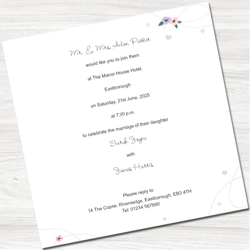 Script Evening Wedding Invitation - Inside