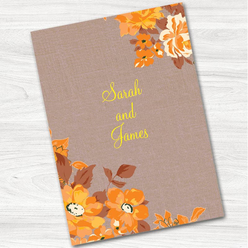 Orange Bouquet Wedding Evening Invitation.