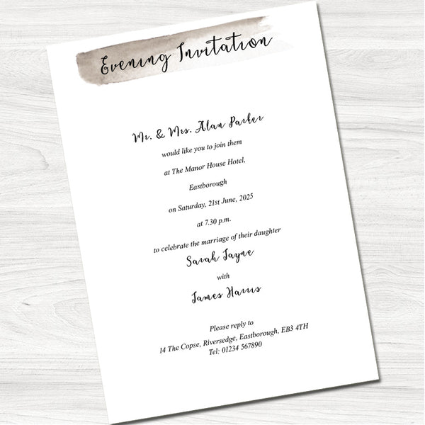 Fajrina Grey Wedding Evening Invitation