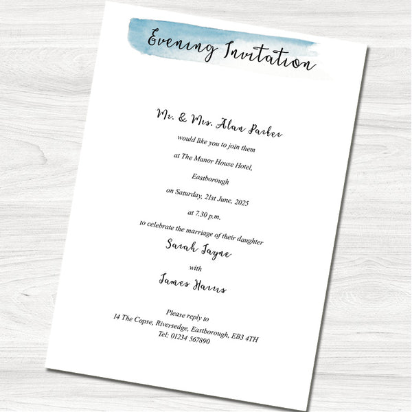 Fajrina Blue Wedding Evening Invitation