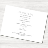 Elegant Wedding Evening Invitation  - Back