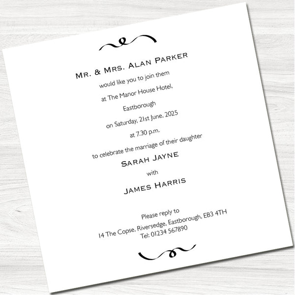 Green Foliage Wedding Evening Invitation - Back