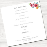 Water Colour Bouquet Wedding Evening Invitation - Back