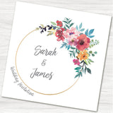 Water Colour Bouquet Wedding Evening Invitation.