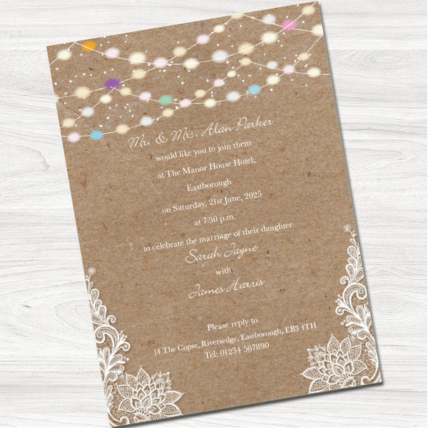 Vintage Lights Evening Wedding Invitation