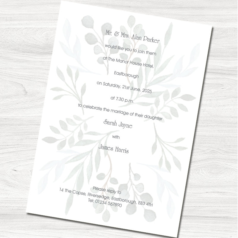 Blushing Sprigs Wedding Evening Invitation