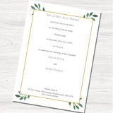 Eucalyptus Wedding Evening Invitation - Back