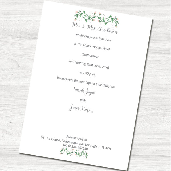 Floral Buds Wedding Evening Invitation