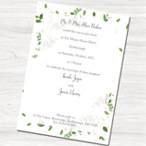 Greenery Geometric Wedding Evening Invitation - Back
