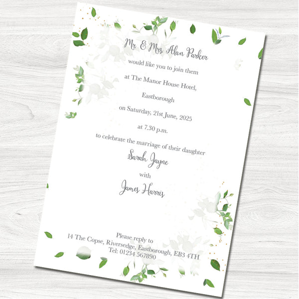 Greenery Geometric Wedding Evening Invitation - Back