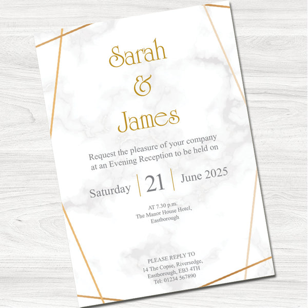 Marble Geometric Wedding Evening Invitation