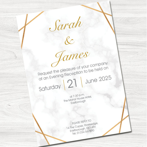 Marble Swirl Wedding Evening Invitation