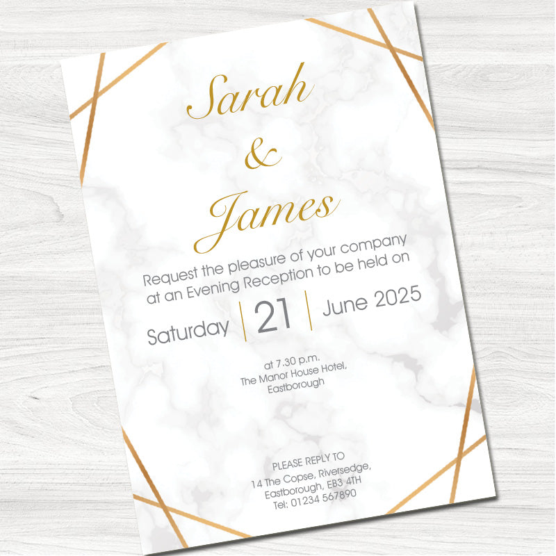 Marble Swirl Wedding Evening Invitation