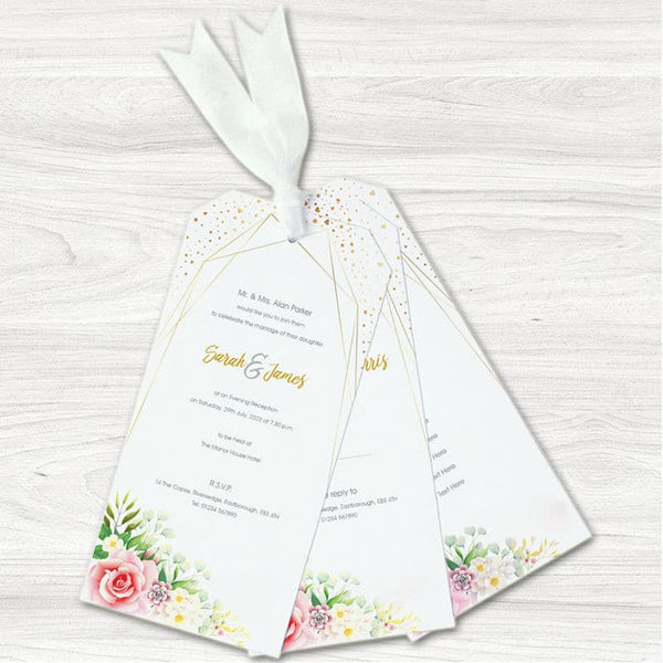 Floral Pink Rose Evening Invitation.