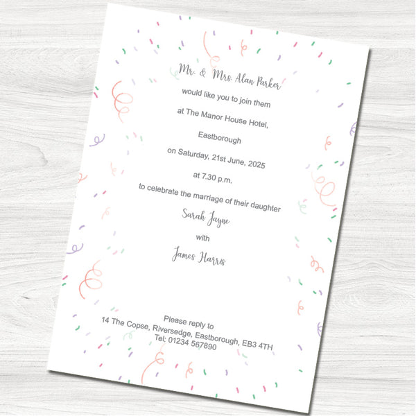 Bride and Groom Wedding Evening Invitation