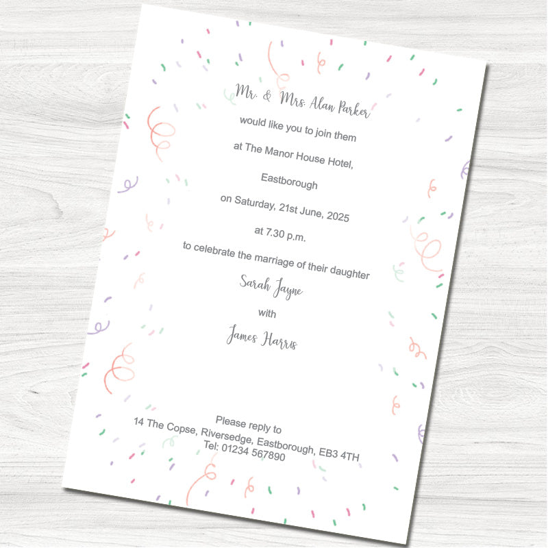 Bride and Groom Wedding Evening Invitation