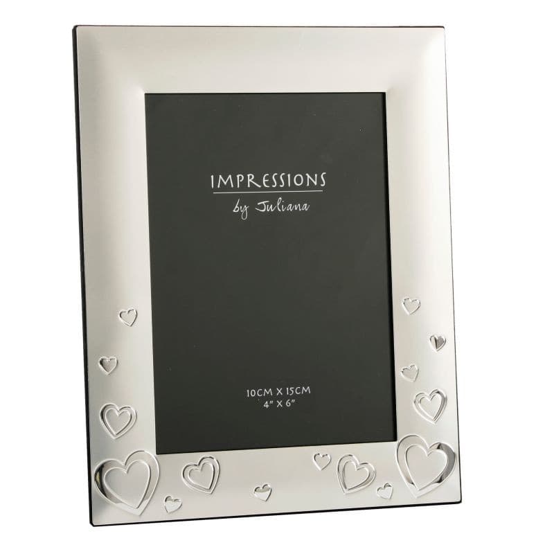 Two Tone Silverplated 4 x 6 Heart Photo Frame.
