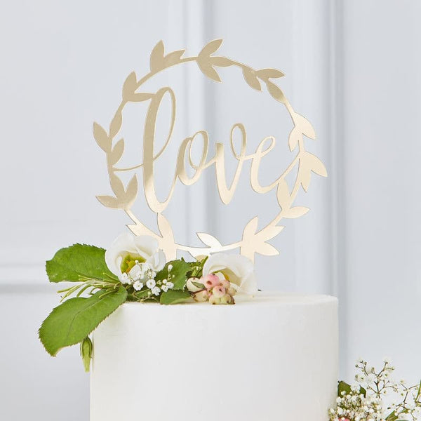 Gold Acrylic Love Cake Topper.