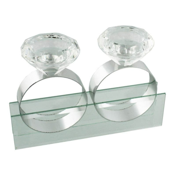 Mirror & Glass Two Ring T-Lite Holder.