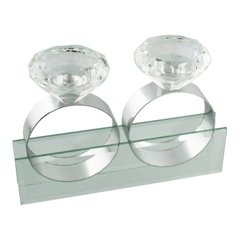 Mirror & Glass Two Ring T-Lite Holder.