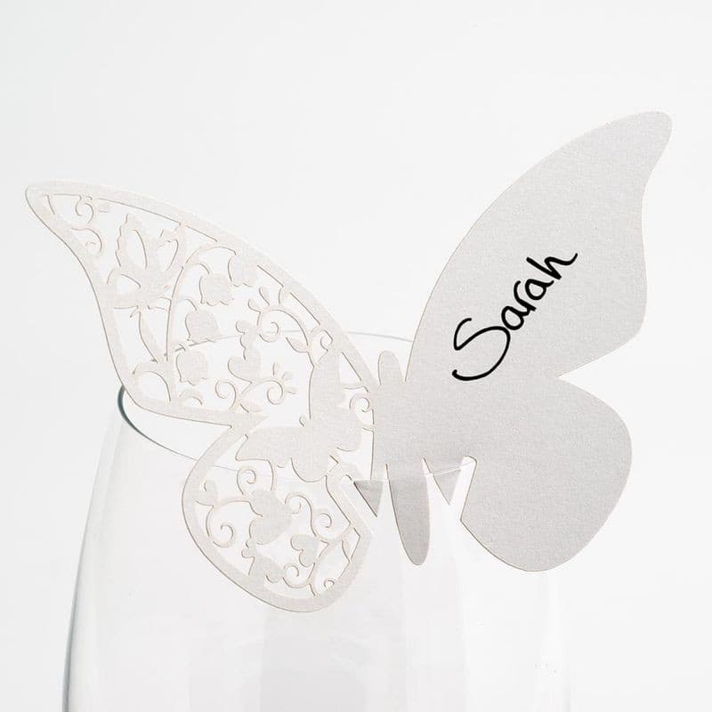 Filigree Butterfly Glass Place Card.