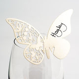 Filigree Butterfly Glass Place Card.