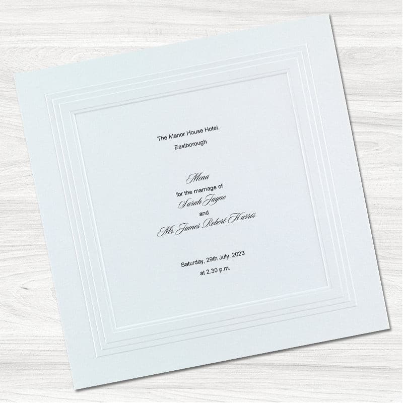 Simplicity Menu Card.