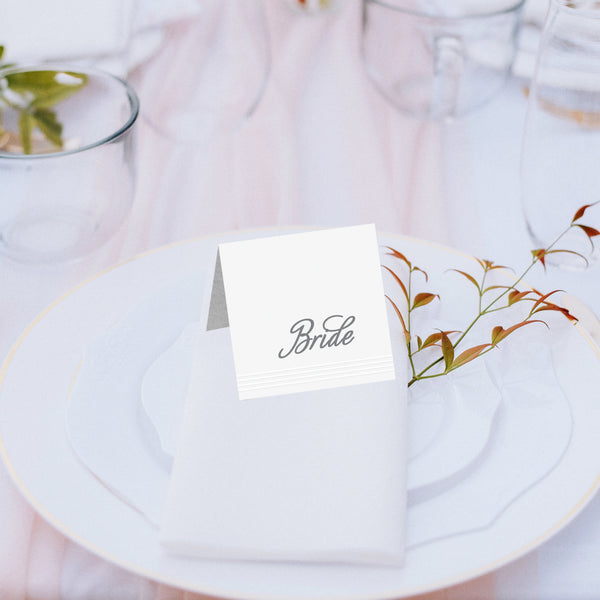 White Wedding Place Card.