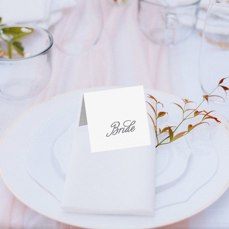 White Wedding Place Card.