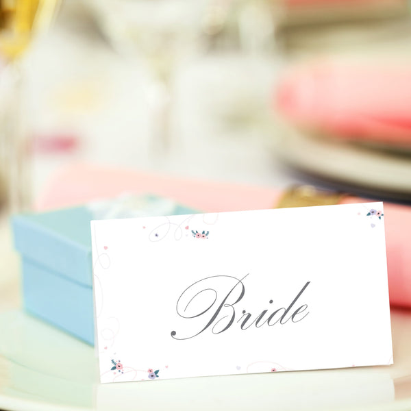 Script Personalised Wedding Place Card.