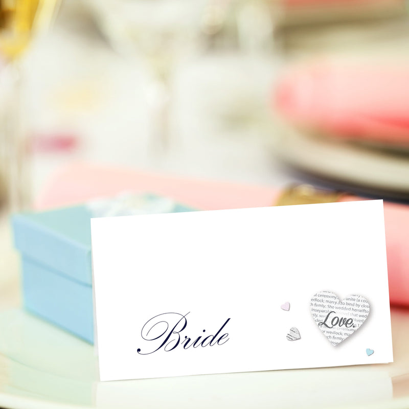 Paper Hearts Personalised Wedding Place Card.
