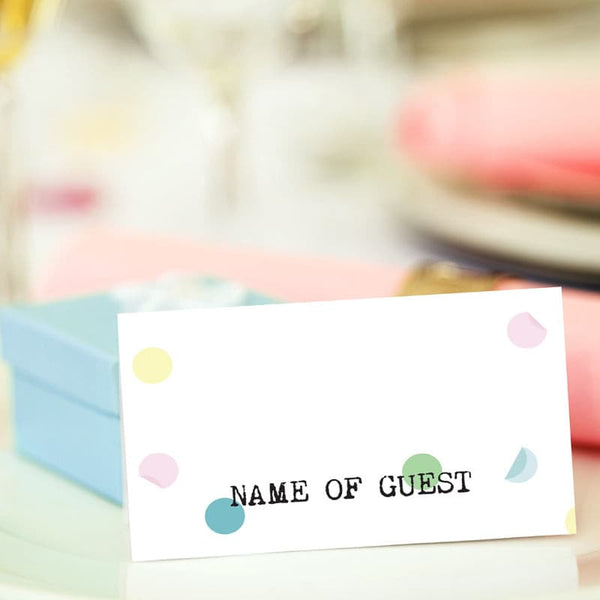 Confetti Personalised Wedding Place Card.