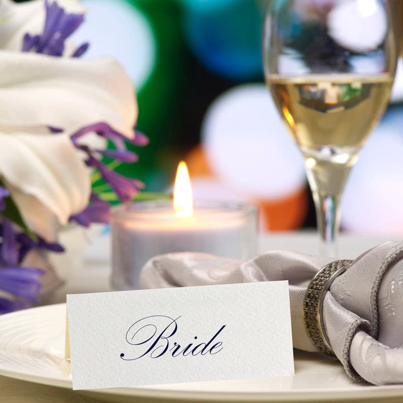 Embossed White Place Card.