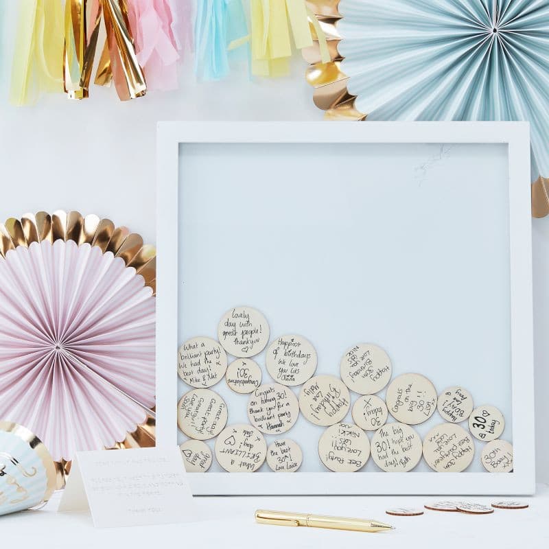 Square Drop Top Wooden Frame Guest Book.