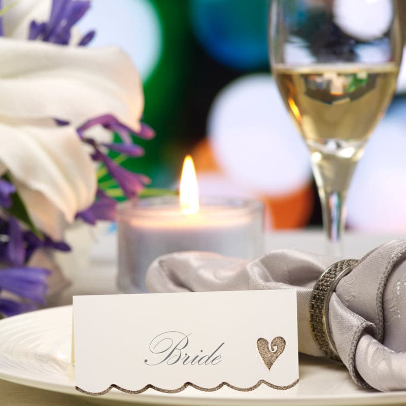 Gold Heart Place Card.