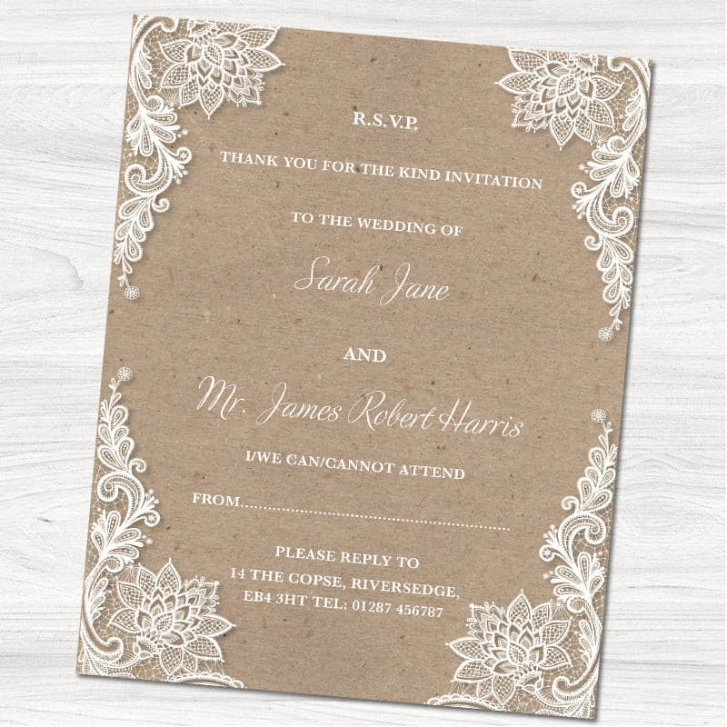 Vintage Lace Reply Card.