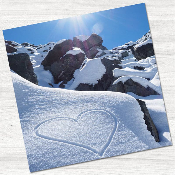 Snowy Heart Wedding Reply Card.