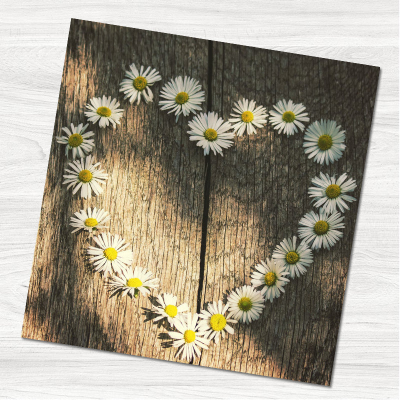 Daisy Heart Wedding Reply Card.