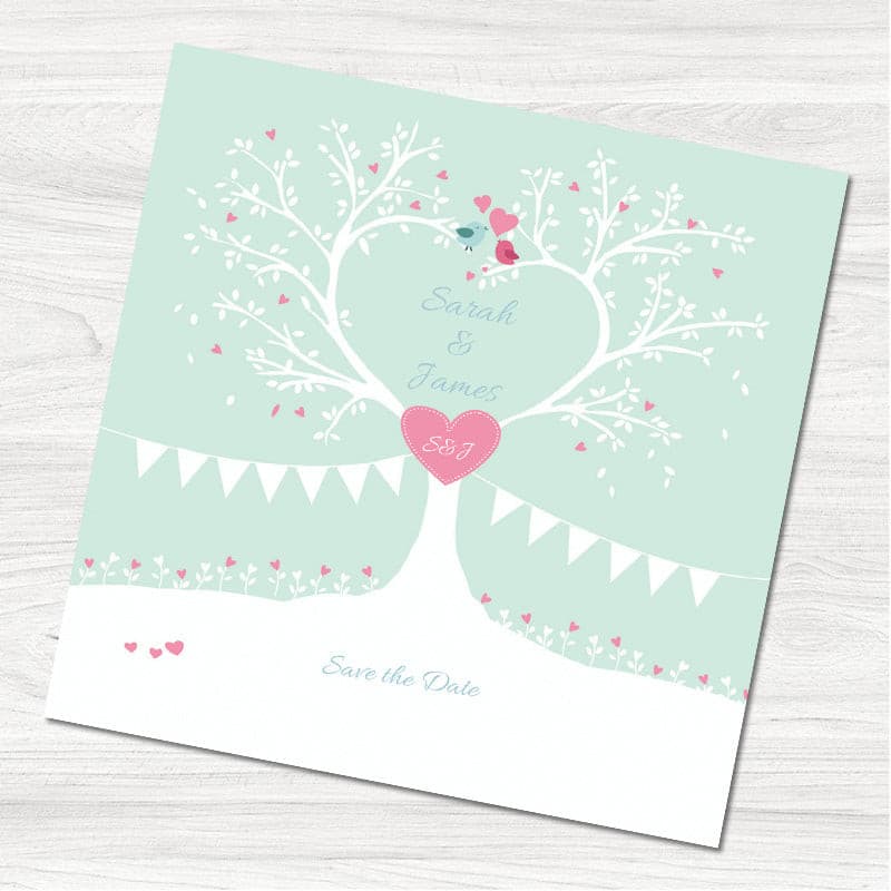 Sweet Heart Tree Save the Date Card.