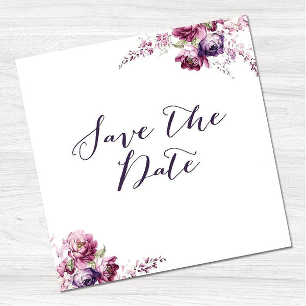 Vintage Flowers Save the Date Card.