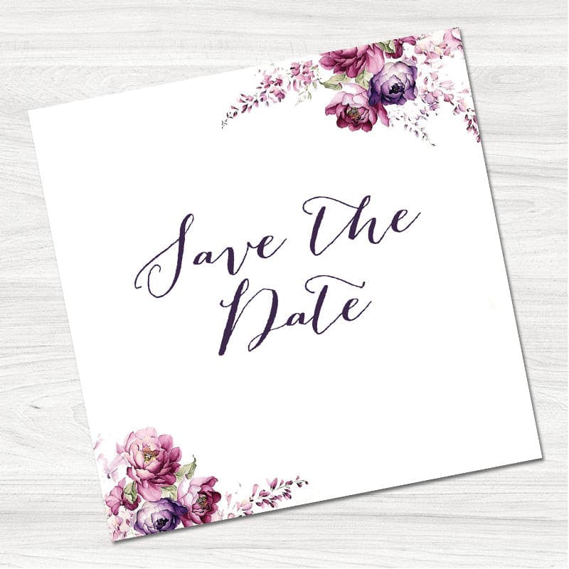 Vintage Flowers Save the Date Card.