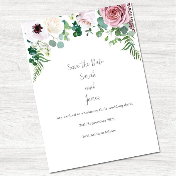 Floral Arch Wedding Save the Date Card.