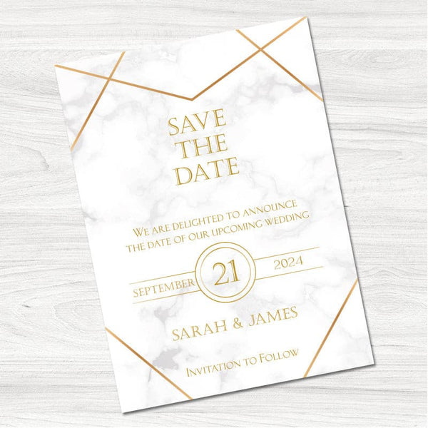 Elegant Marble Save the Date Card.