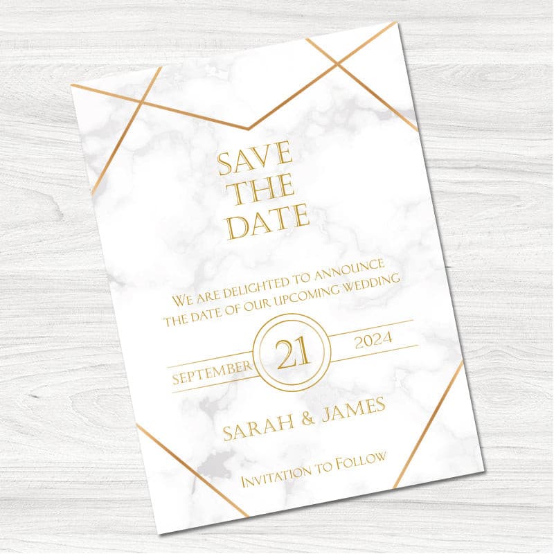 Elegant Marble Save the Date Card.