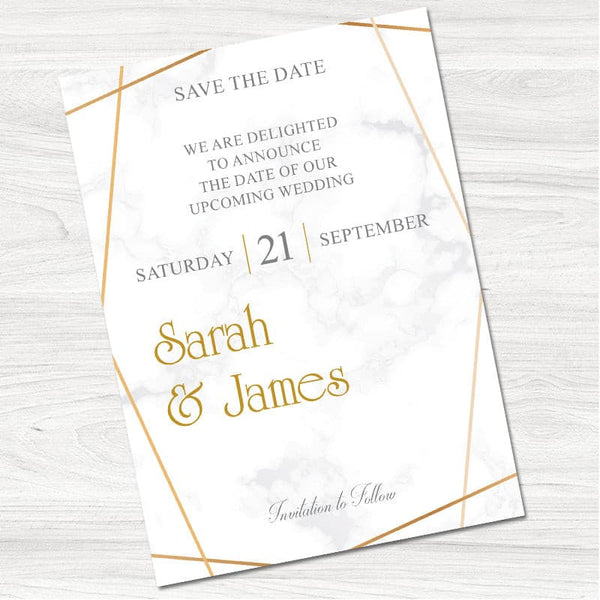 Marble Geometric Save the Date Card.