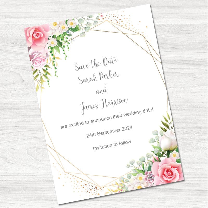 Floral Rose Save the Date Card.