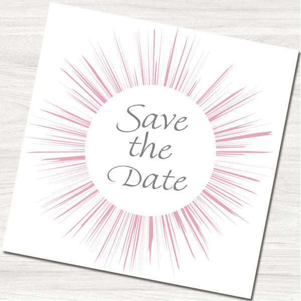 Pink Surprise Save the Date Card - Front