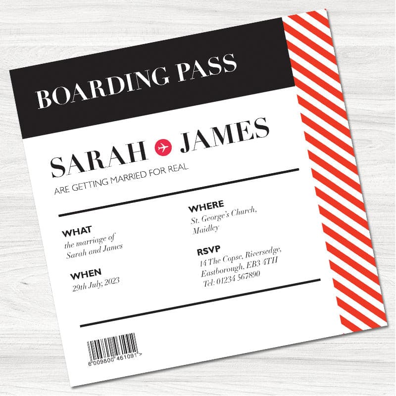 Boarding Pass Save the Date Magnet.