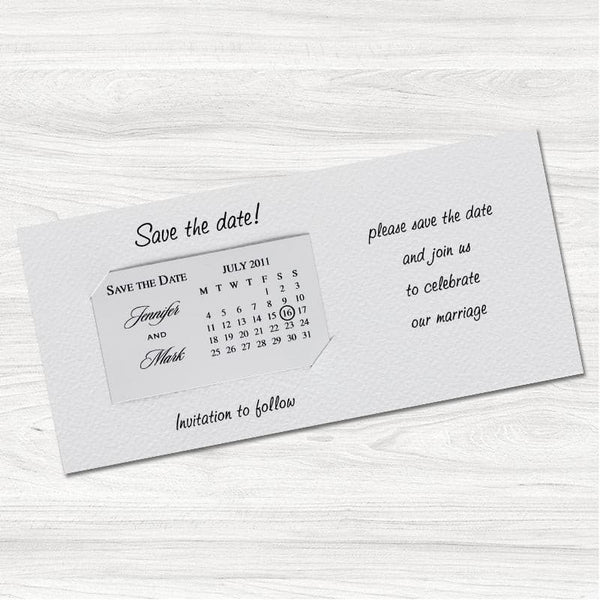 White Calendar Save The Date Magnet - Landscape.