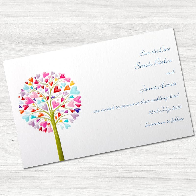 Vibrant Tree Save the Date Card.
